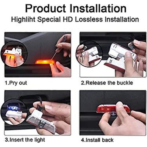 4-pack Benz Dörrljus, Dörrlogoprojektor LED-ljus Välkomstskugga HD-projektion Mb-tillbehör för Serie A B C E M G Gls/glc/glb/gla/am