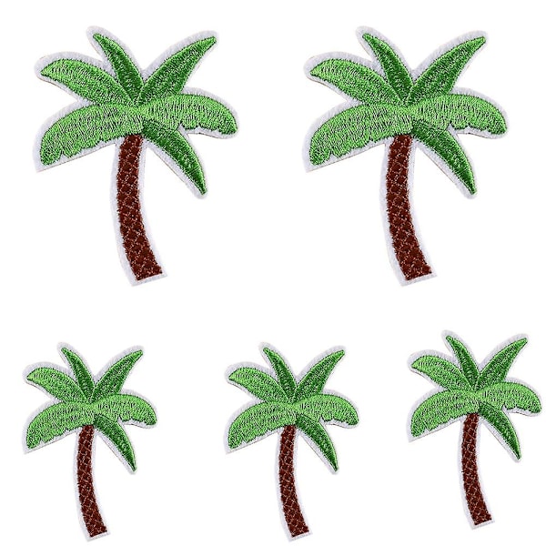 ZHOUBA 5 stk. brodert kokospalme-patch, stryke-på-patch, DIY-syapplikasjon