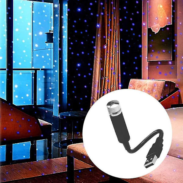 Stjerneprojektor Nattelys, Led Stjerne Nattelys, Usb Powerd Romantisk Lilla Blå Hjem