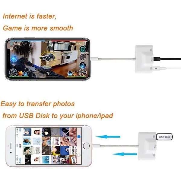 10/100 Mbps Lightning til RJ45 Ethernet LAN Netværksadapter til iPhone/iPad med 8-bens Lightning-stik