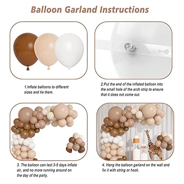 Brun Ballong Garland Arch Kit, Til Baby Shower Bryllup Jungle Safari Vild Fødselsdagsfest Dekoration