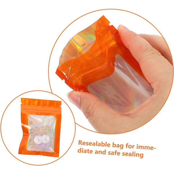 100 stk. Pilleoppbevaringspose Liten posebeholder Klare pakningsposer Plastemballasjeposer Bagg orange