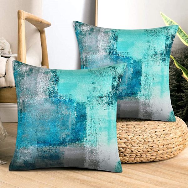 2-pack dekorativa turkosa kuddfodral, turkos kuddfodral, modernt kuddfodral, heminredning, prydnadskudde för soffa, säng, vardagsrum, sovrum, 18 x 18 tum