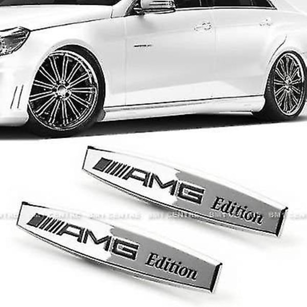 2 X Amg Edition Metal Side Wing Fender Badge Emblem Stickers For Alle Modeller Slr All Amgs W176 W204 W205