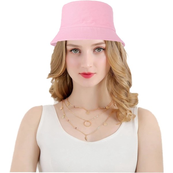 Bucket Hat Unisex aurinkohattu yksivärinen miesten naisten (vaaleanpunainen) pink