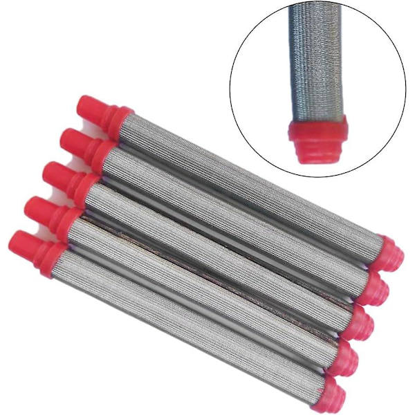 5 stk. Mesh-filter til Wagner Airless malersprøjte 304 rustfrit stål, rød, 103*10,5mm