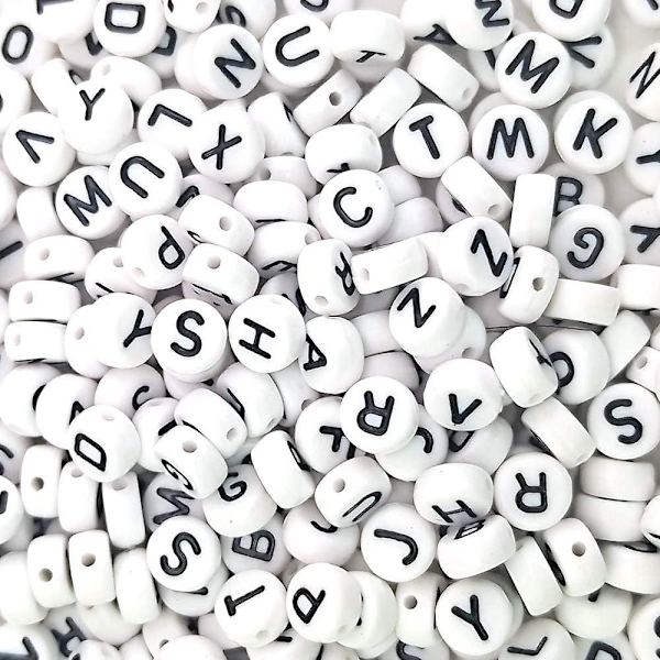600-styks 7mm Bogstavperler Sæt - DIY Akryl Bogstav Cylinder Perler