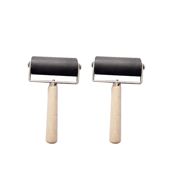 2 stk blekkvalse trykk blekk stempelvalse Brayer håndverk hard gummivalse