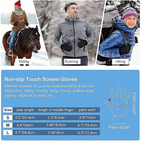 Touchscreen løbehandsker Udendørs Unisex Handsker - Sorte Vinterhandsker