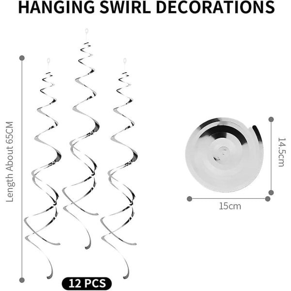 Sølvfarvet sofistikering: 12 ruller hængende hvirveldekoration