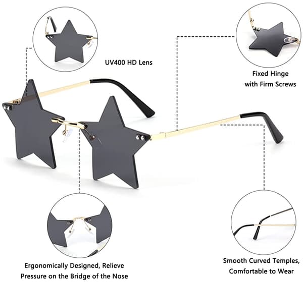 Rimless Star Solglasögon Dammode Solglasögon Herr Par