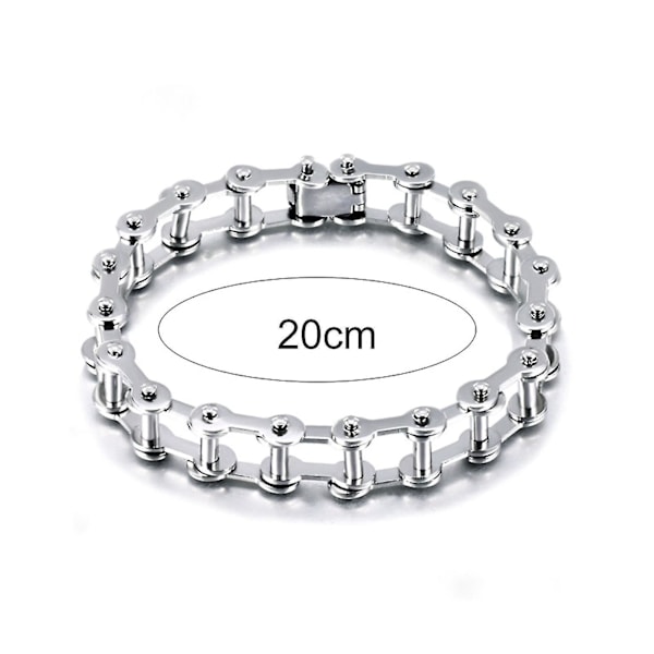 Link Chain Glat Mænd Armbånd Rustfrit Stål Motorcykel Cykel Stil Armbånd Smykker Tilbehør White