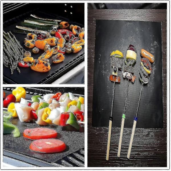 Grillmåtte, Non-stick Grillmåtte, 5 Dele Grillmåtte, Bagemåtte
