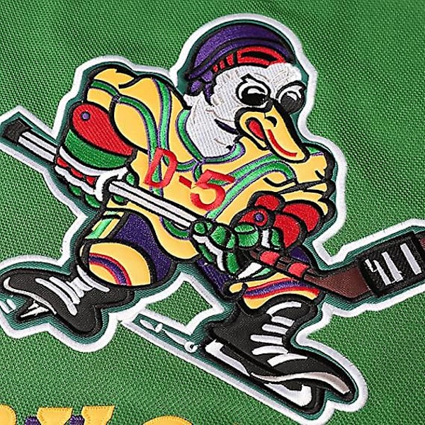 SQCLV Mænds Mighty Ducks 96 Charlie Conway 99 Adam Banks 33 Greg Goldberg Film Hockeytrøje Grøn 96  L