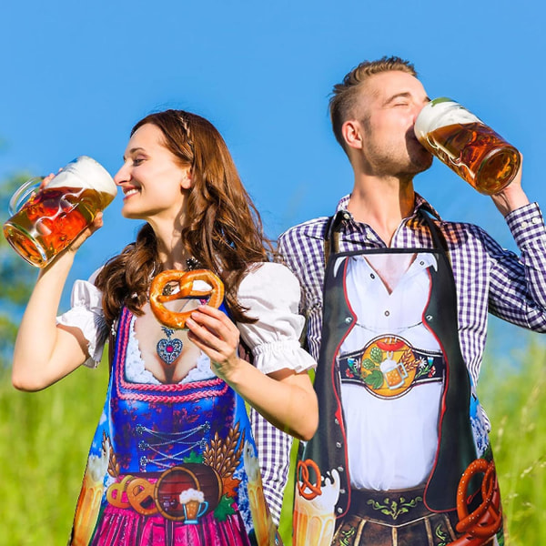 2 deler Oktoberfest forkle, Oktoberfest Party tyske leggings med justerbart  snøringstau Matlaging Hagearbeid Grillbakeforkle ad35 | Fyndiq