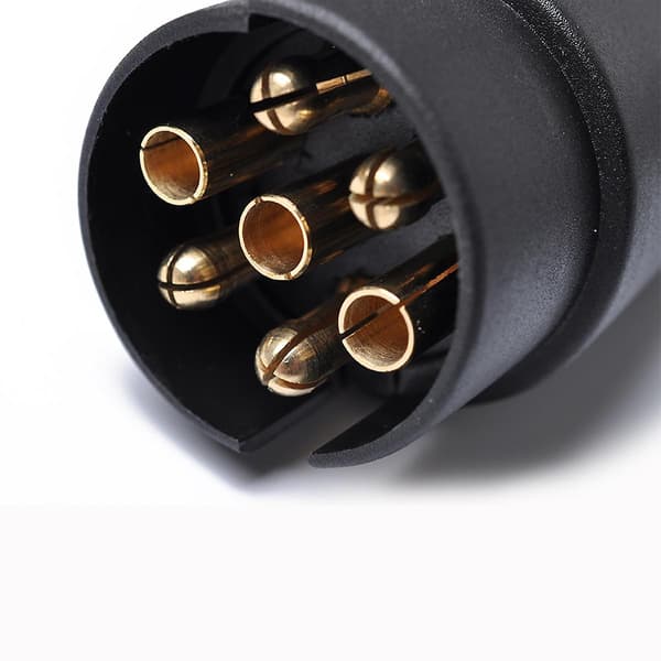7-polet anhænger stik, han, bilstik, campingvogn, 12 V sort