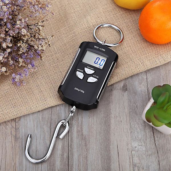 Digital hängande våg 200kg/ 440lb Bärbar kranvåg Lcd-bakgrundsbelysning Stålkroksvågar för gårdsfiske Jaktlivsmedelsmarknad Utomhusarbete