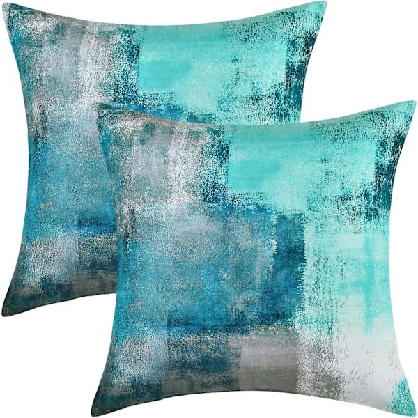 2-pack dekorativa turkosa kuddfodral, turkos kuddfodral, modernt kuddfodral, heminredning, prydnadskudde för soffa, säng, vardagsrum, sovrum, 18 x 18 tum