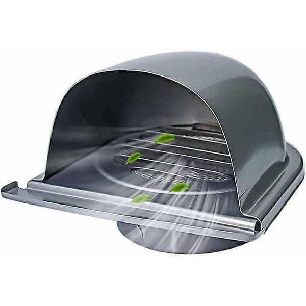 Udstødningsventilationsdæksel til luftindtag, vægventilationsdæksel i rustfrit stål med regnbeskyttelse og sikker forbindelse til varmeoverførselssystemer (100 mm)