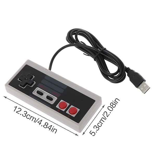 Usb Gaming Controller Plug-and-play Plast Sort+grå Til Nes Pc Windows Ny