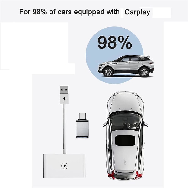 Trådløs Carplay-adapter, trådløs biladapter, trådløs Carplay-dongel, plug Play 5ghz Wifi, lav lat.