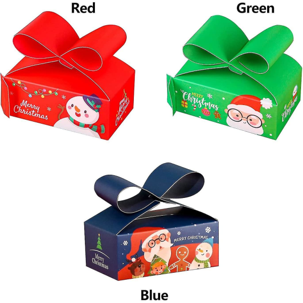 Julegodteribokser, 10 stk/sett Christmas Treat Boxess Cupcake Boxes Bag Papir Emballasje Poser Fors Party (grønn)(10 stk @bugu