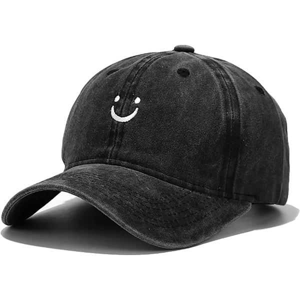Vintage Distressed Washed Baseball Cap Herr Dam Justerbar Trucker Hat Golf Dad Hat (svart) black