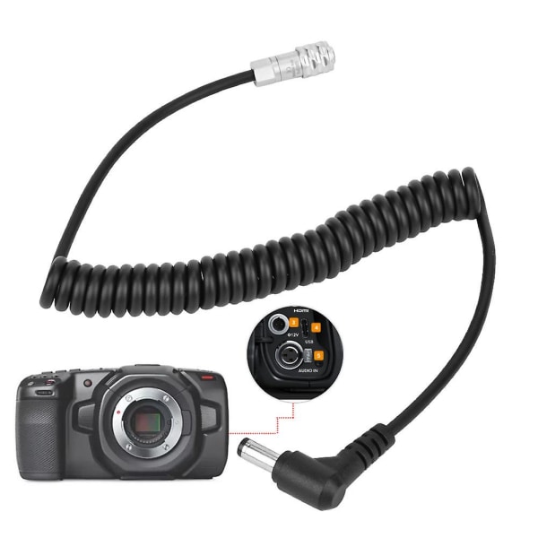 Dc til Bmpcc 4k 2-pins plugg strømkveilet kabel for Blackmagic Pocket Cinema Batteri (albuehode)