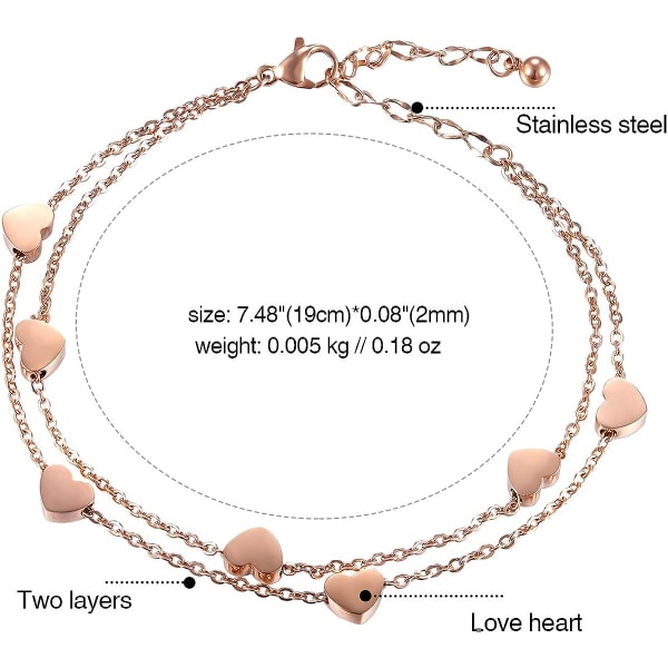 Armband Damarmband Rostfritt Stål Hjärta Armband (Roséguld) rose gold