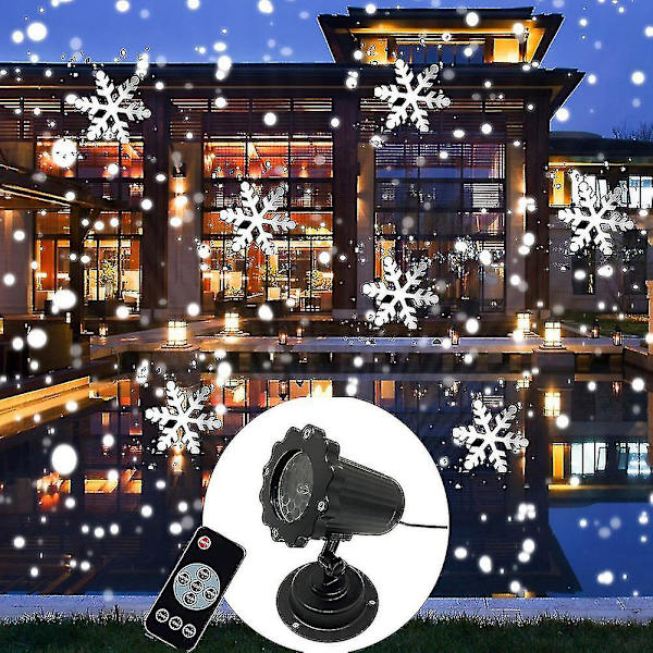 Julprojektorljus LED snöfallsprojektorlampa Kreativ utomhus snöflinga projektor jul