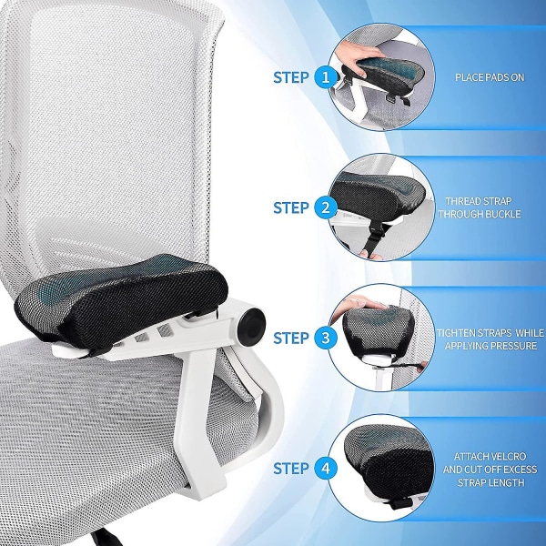 Ergonomiska armstödsdynor - Kontorsstol armstödsöverdrag kudde - Armbågsstöd kudde för dator, spel och skrivbordsstolar (set om 2)
