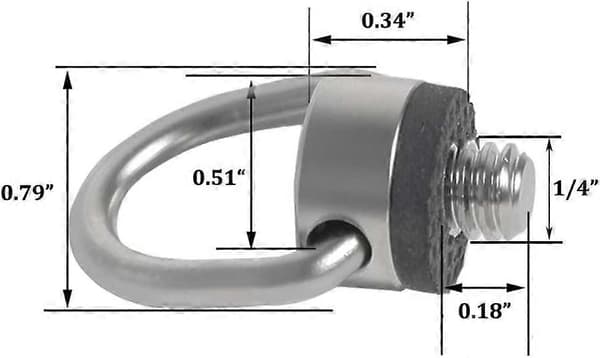 Rustfritt stål D-ring skrue hengselbrakett kameraskrue 1/4\"