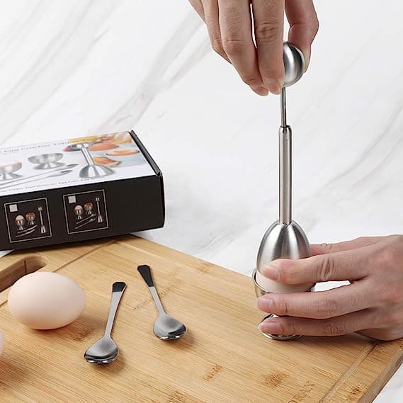 Myk kokt eggkutter Topper sett Egg Cracker med inkludert 2 kopp