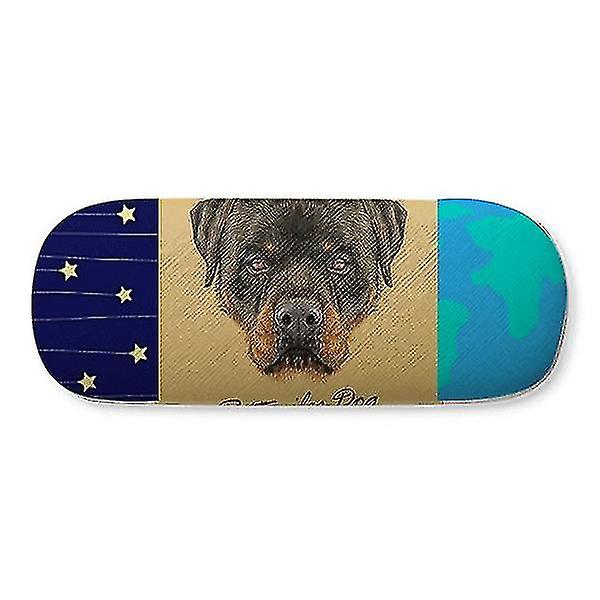 Black Ferocious Rottweiler Dog Pet Animal Hard Shell Eyeglasses Glass Case Star Sky