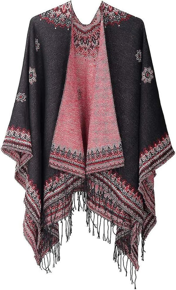 Dame Poncho Capes Åpen Front Cardigan Teppe Wraps For Fall/vinter