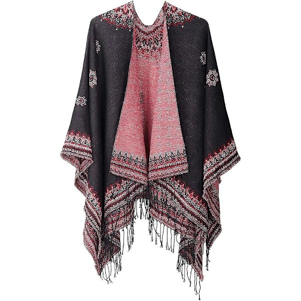 Naisten Poncho Capes Avoin Etu Cardigan Peitto Kääreet Syksyyn/Talveen