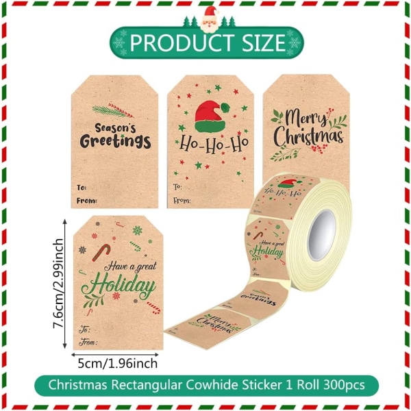 300 st/rulle juleletiketter
