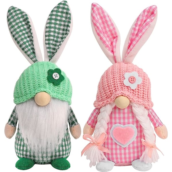 Easter Gnomes Decorations, 2 Pcs Plush Easter Bunny Handmade Swedish T