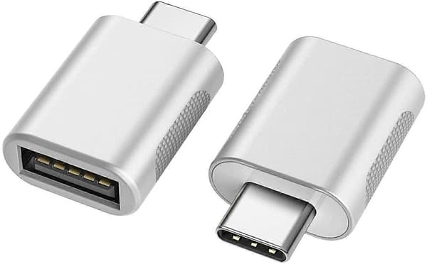 USB C til USB Adapter (2-pakning), USB-C til USB 3.0 Adapter, USB Type-C til USB Adapter, Thunderbolt 3 til USB Hunn OTG Adapter (Sølv)