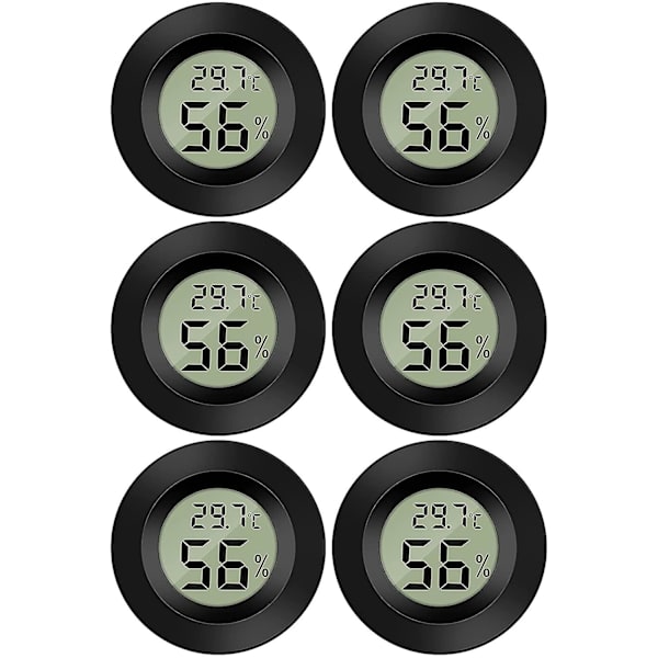 Mini digital LCD-termometer hygrometer temperatur fuktighet -50~70 10%~99% Rh bærbar termometer termo hygrometer indikator (6 stk - svart)