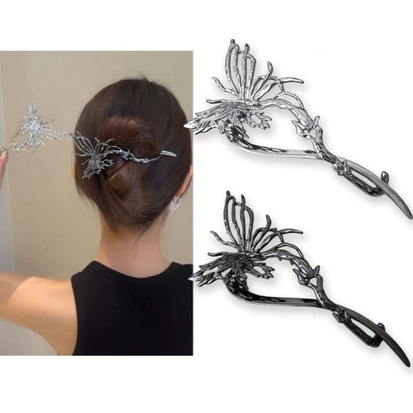 Dam metall fransk böjd hårspänne Butterfly Duckbill Alligator Clip Hårstyling Accessoarer