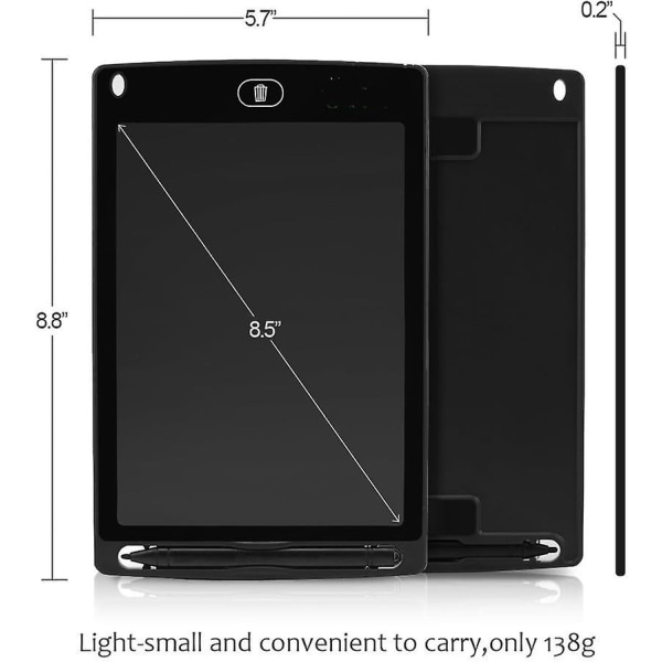 LCD-skrivetavle, 8,5-tommers digital tegneblokk, papirfritt notatbrett, bærbart, slitesterkt, tavle for barn og voksne