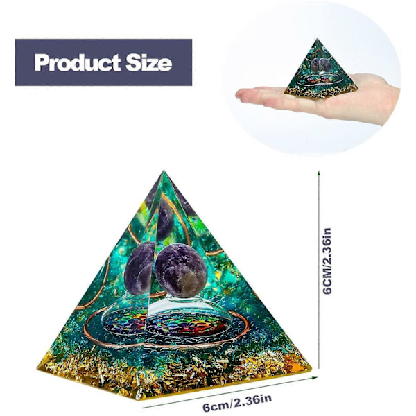 Pyramid för Positiv Energi 2.32.3in Orgonit Kristaller Skydd Kristaller Energi Generator för Stressreducering Healing Meditation Attrahera Rikedom Lycka