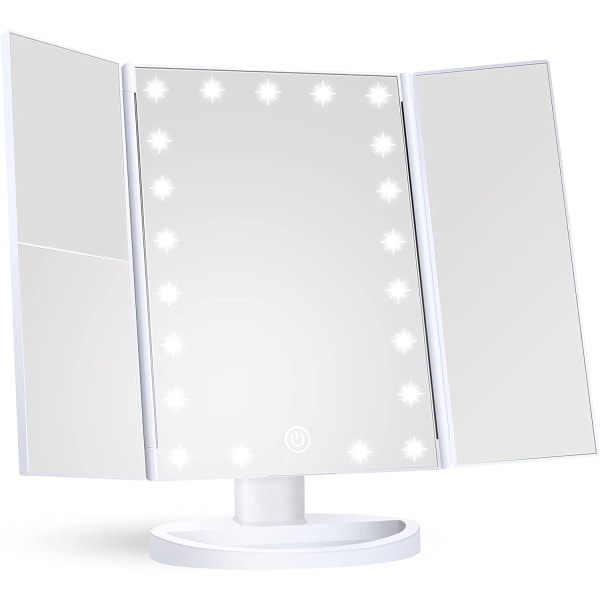 Spegel sminkspegel med lampor, 1x 2X 3X förstoring, Li