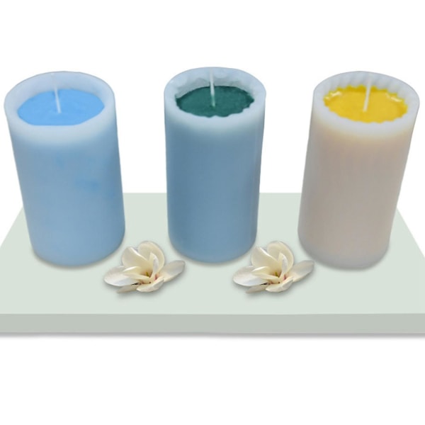 Lysstøpeform, lang stang stripet lys silikonform, diy sylinder