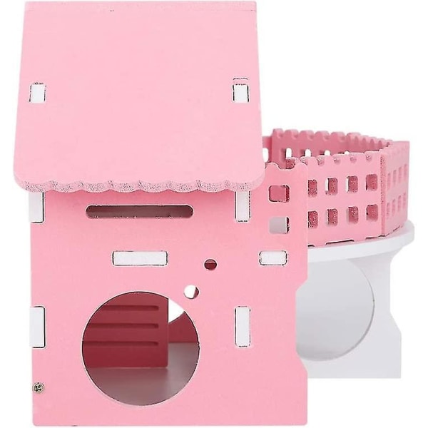 Træ Hamsterhus, Dobbeltlags Villa Balkon Samling Sovehus Pink