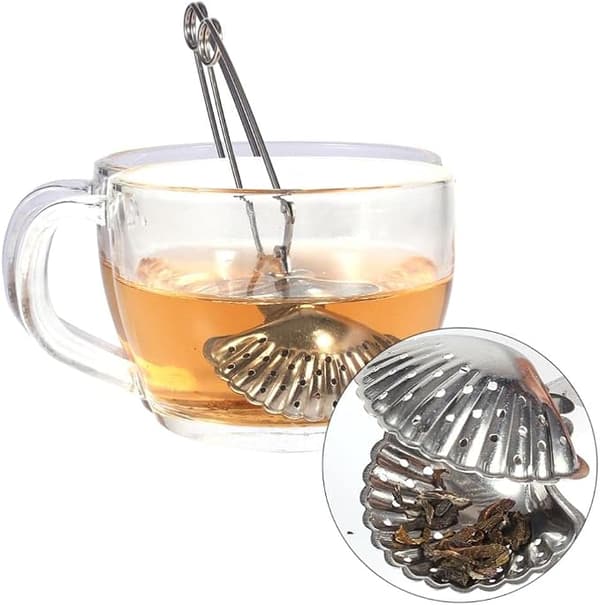 Sød skalformet te-infuser i rustfrit stål til løs te