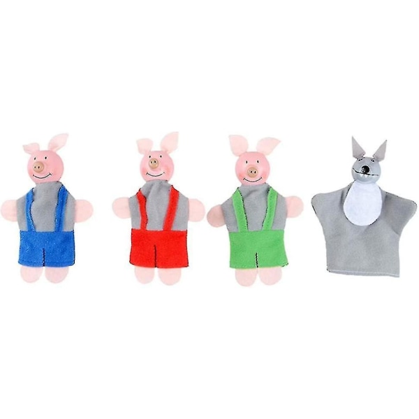 De tre små grise og ulvefingeren Dukkehistorielegetøj, småbørnshistorieteaterdukke (t