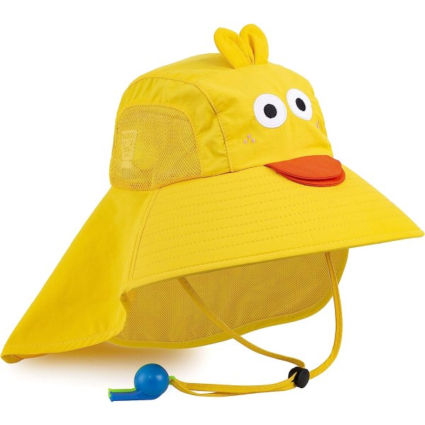 Kids Sun Hat UPF 50+ Boys Girls Protective Hat Wide Brim Beach Hat with Mesh and Adjustable Chin Strap