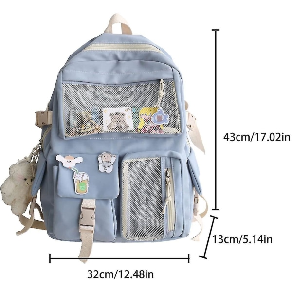 Studentryggsäck, Kawaii-ryggsäck med superkapacitet, söt skolväska, vattentät skolmaterial
